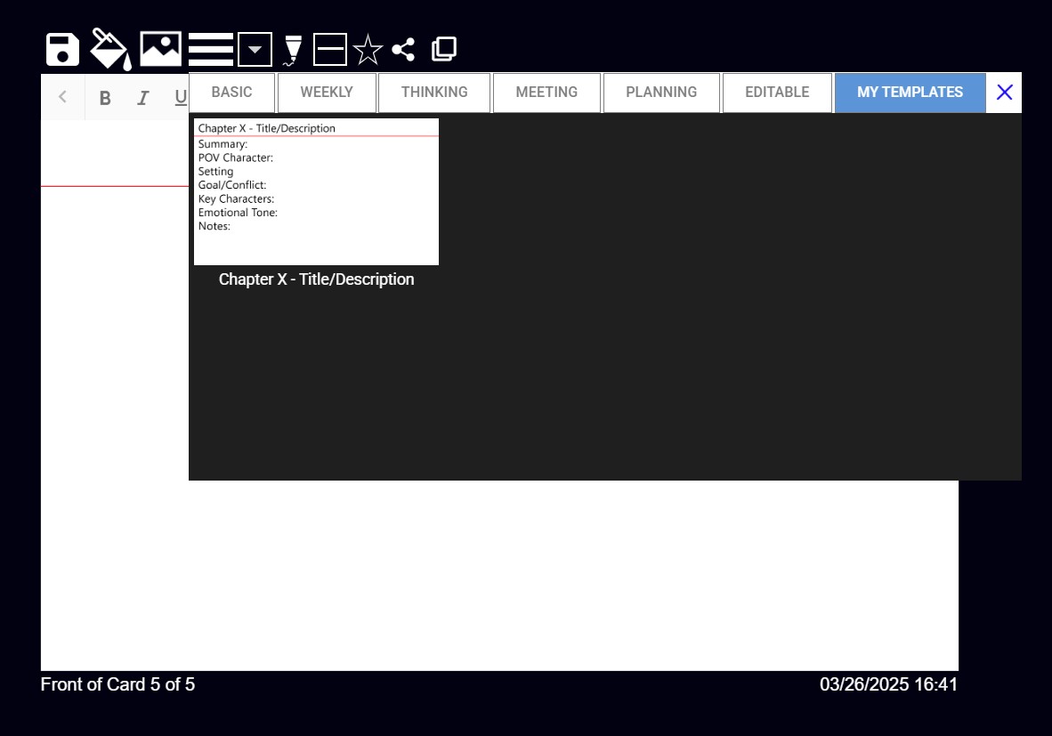 Select the template you want - content will be inserted into Card.